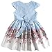 Sharequeen Hometown White Cloud Printing Cap Sleeve Cotton Girls Dress Light Blue Color Flower Neck