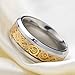 Tanyoyo Dragon Scale Dragon Pattern Beveled Edges Celtic Rings Jewelry Wedding Band for Men Golden (12)