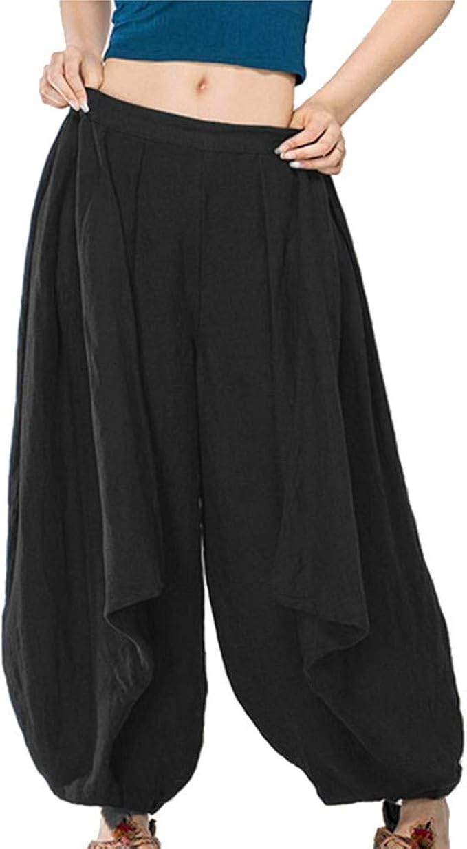 Clearance! Womens Plus Size Harem Pants, Casual Loose Linen Elastic