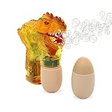 T-Rex Bubble Gun Shooter Yellow - Tyrannosaurus Fun Kids Outdoor Gun Shooter with LED Lights and Sounds, Dinosaur Bubbles Blowing Blasting Machine, Great for Kids