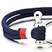 Mens Womens Steel Screw Anchor Shackles Nautical Sailor Navy Blue Rope Cord Wrap Bracelet Wristband