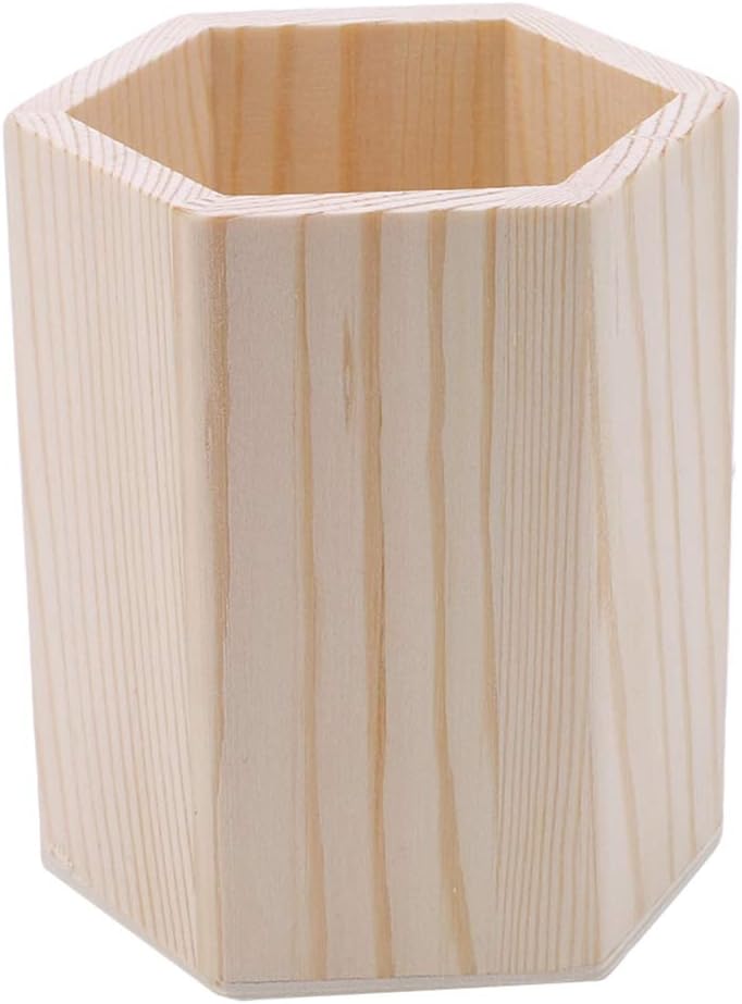 Guoshang Portable Pen Container Pencil Cups,Round Desk Organizer Wooden Holder Pencil Pen Box Kids DIY Coloring Case Clay Tools Storage Box