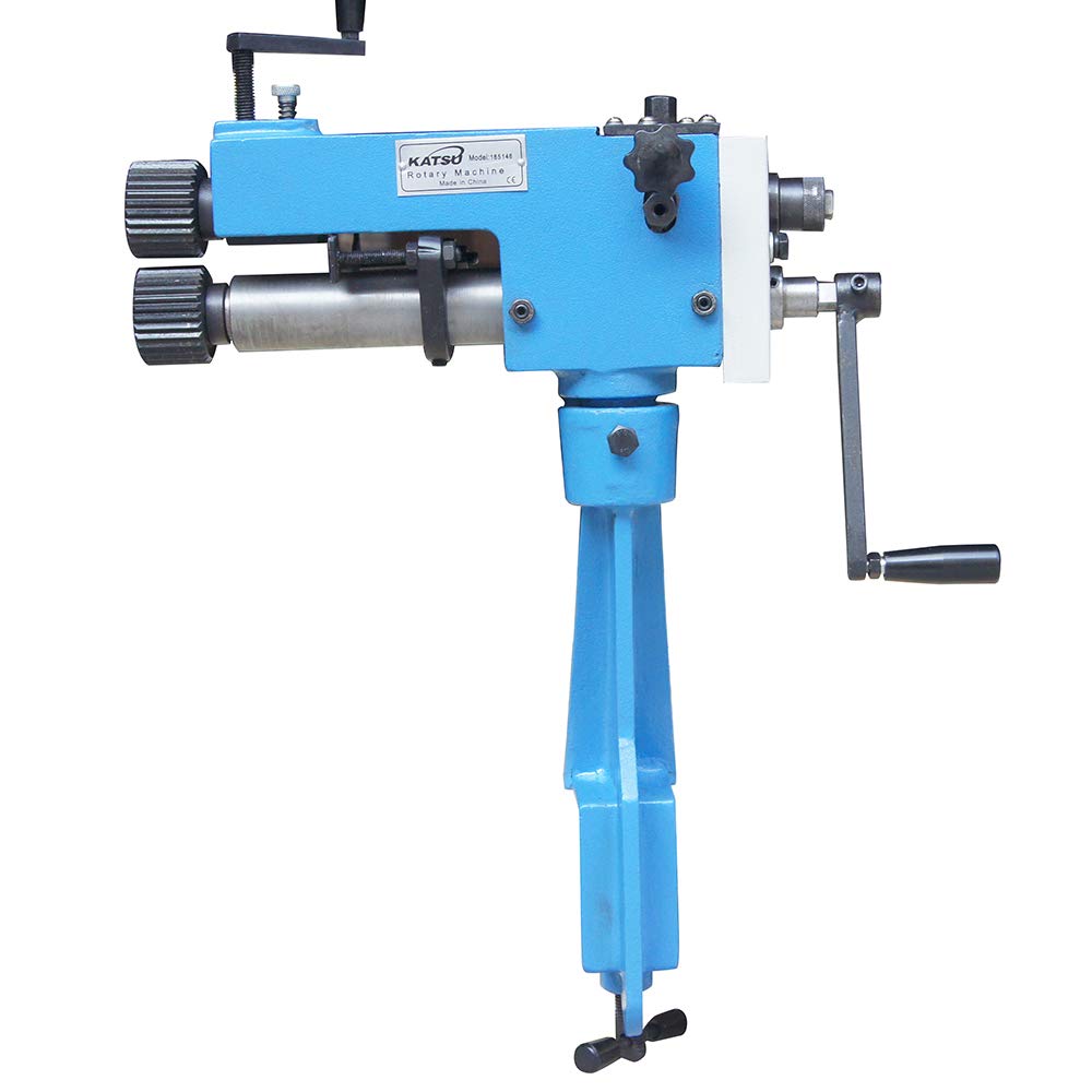 KATSU Heavy Duty Bead Roller Rotary Swaging Machine Swager Metal Rolling Former Metalworking Tool with 6 Dies, for Beading Crimping Metal Sheet Up to 0.8mm Thickness 165146