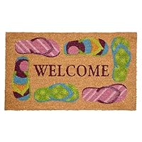 QRRI IM180-18X30WELC6FLIPFLOP Welcome Six Flip Flops Coir Mat, Multi-Colored