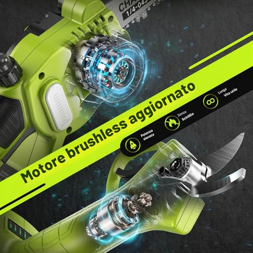 Supstable 6 Inch & 33 mm Telescopic Cordless Chainsaw with Battery, 4 in 1 Chainsaw and Scissors Kit with 8000 mAh Batteries, 4.8 m Telescopic Pole, Toolless Chain Adjustment