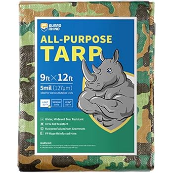 GUARD RHINO Camouflage Tarp 9x12 Feet Multi Purpose Waterproof Poly Tarp Cover 5mil