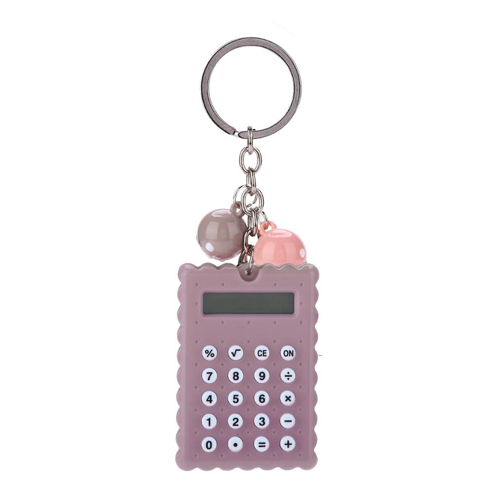 Socobeta Mini Calculator with Key Buckle Portable Cute Cookies Style Key Chain Calculator Candy Color Pocket Calculator(Blue)