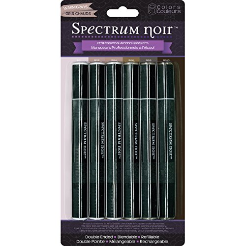 Crafter s Companion Spectrum Noir Alcohol Markers, Warm Grays, 6 Per Package