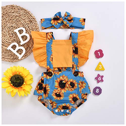 ECOTISH 2 stuks pasgeboren baby meisje ruches mouwen bodysuits jumpsuit hoofdband romper playsuit + hoofdband outfits - Image 3