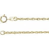 Sonia Jewels Solid 14k Yellow Gold 1.5mm Rope Chain Necklace 7"
