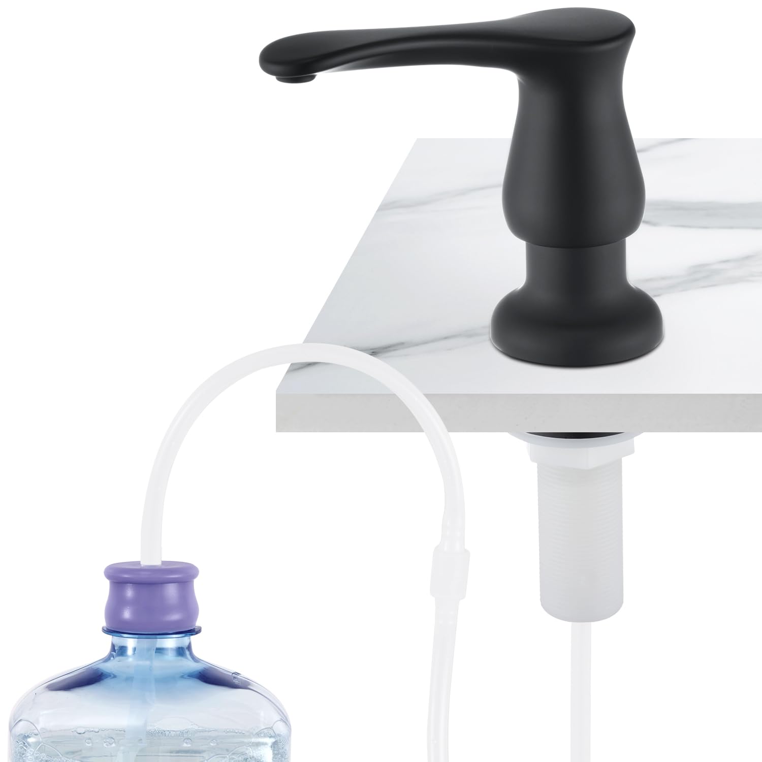 Photo 1 of GAGALIFE Kitchen Sink Soap Dispenser Matte Black, Under Sink Soap Dispenser with 40" Silicone Extension Tube Kit,Say Goodbye to Frequent Refills