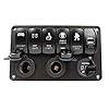 Purishion-Rocker-Switch-Panel-Style-Digital-Voltmeter12V-power-Socket-Dual-31A-USB-Power-Charger-Adapter-Aluminum-Flush-Mount-Blue-6-Gang-Rocker-Black-for-RV-Car-Boat
