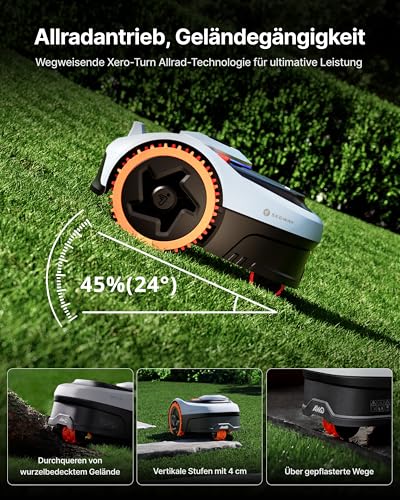 Segway Navimow i205 AWD Mähroboter ohne Begrenzungskabel mit Garage S, Empf. 500 m², Allradantrieb für Steigungen bis zu 45%, EFLS NRTK+Vision, Keine RTK-Antenne erforderlich 2