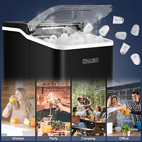 KUMIO Ice Machine Maker Countertop, 9 Bullet Ice Fast Making in 68