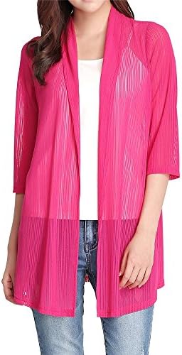 THIN MORE Women's Cardigans Sweaters for Women Summer Lightweight 12W Hot Pink