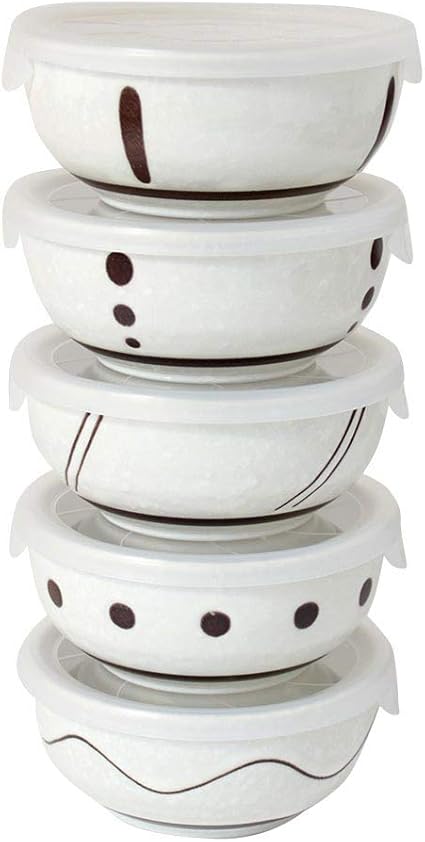 Amazon Co Jp 5柄set Simplelife ノンラップ深型 器 サラダボウル ボウル 食器 雑貨屋さん 白 多用途 可愛い シンプル カフェ風 お買い得 5個 取鉢 保存 パック鉢 日本製 蓋付 フタ セット 容器 レンジok 磁器 おしゃれ 便利 おかず ラップ 深型 柄 エコ