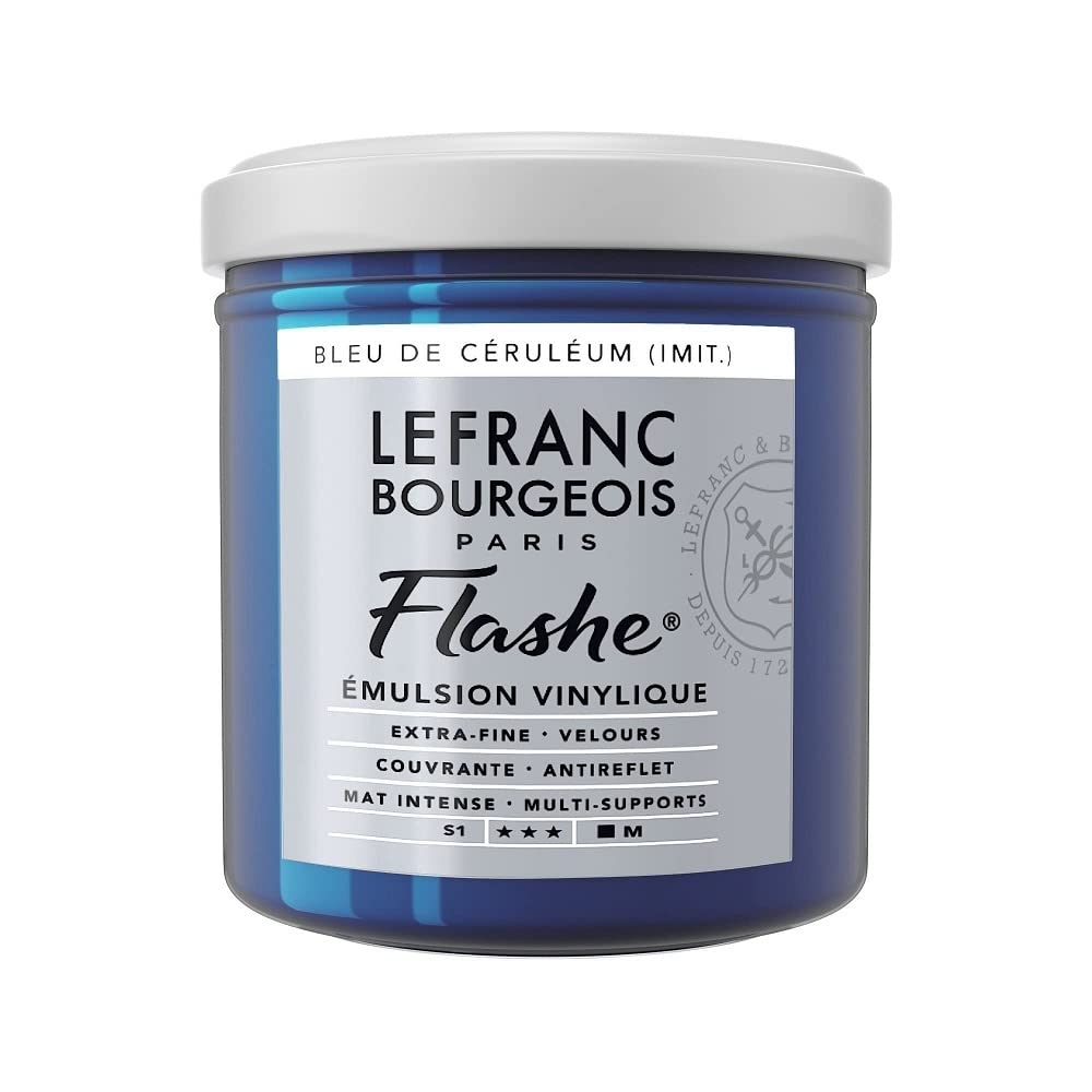 Lefranc Bourgeois Flashe, Extra-Fine Acrylic Vinyl Emulsion, Artists Quality, Cerulean Blue Hue, 125ml Pot — image 1