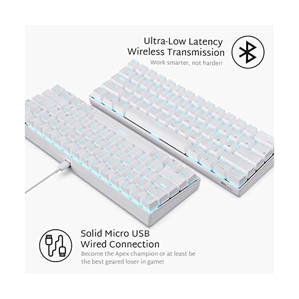 RK-ROYAL-KLUDGE-RK61-Wireless-60-Mechanical-Gaming-Keyboard-Ultra-Compact-Bluetooth-Keyboard-with-Clicky-Blue-Switch-Compatible-for-Multi-Device-Connection-White RK ROYAL KLUDGE RK61 Wireless 60% Triple Mode BT5.0/2.4G/USB-C Mechanical Keyboard, 61 Keys Bluetooth Mechanical…