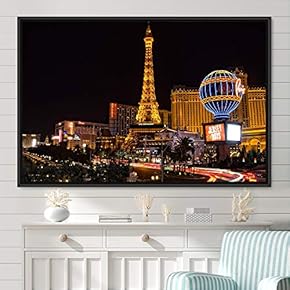 signwin Framed Canvas Wall Art City Illuminations Aerial...