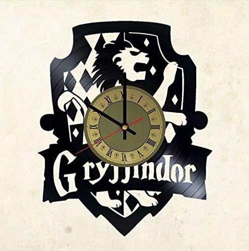 Harry Potter Gryffindor vinyl record wall clock Hogwarts wall clock gift idea for birthday, christmas, women, men, friends, girlfriend boyfriend and teens - living kids room nursery