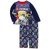 Lego Ninjago Boys Long Sleeve Poly Pajamas (8, Navy Masters of Spinjitzu)