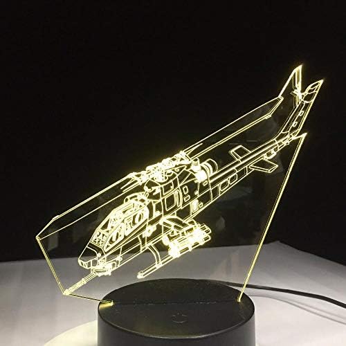 CYJQT 3D Illusion Lamp Helicopter Christmas Gift Night Light Beside Table Lamp 7 Colors Auto Changing Touch Switch Desk Decoration Lamps Birthday Gift with Acrylic Flat & Abs Base & USB Cable