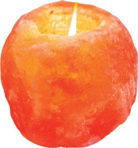 Khewra Hand Carved Natural Crystal Himalayan Salt 1 Hole Tealight Candle Holder, 3 to 4 Inch, 100% Pure Pink Unique Home Decor Item Great as a Night Light or Decorative Light