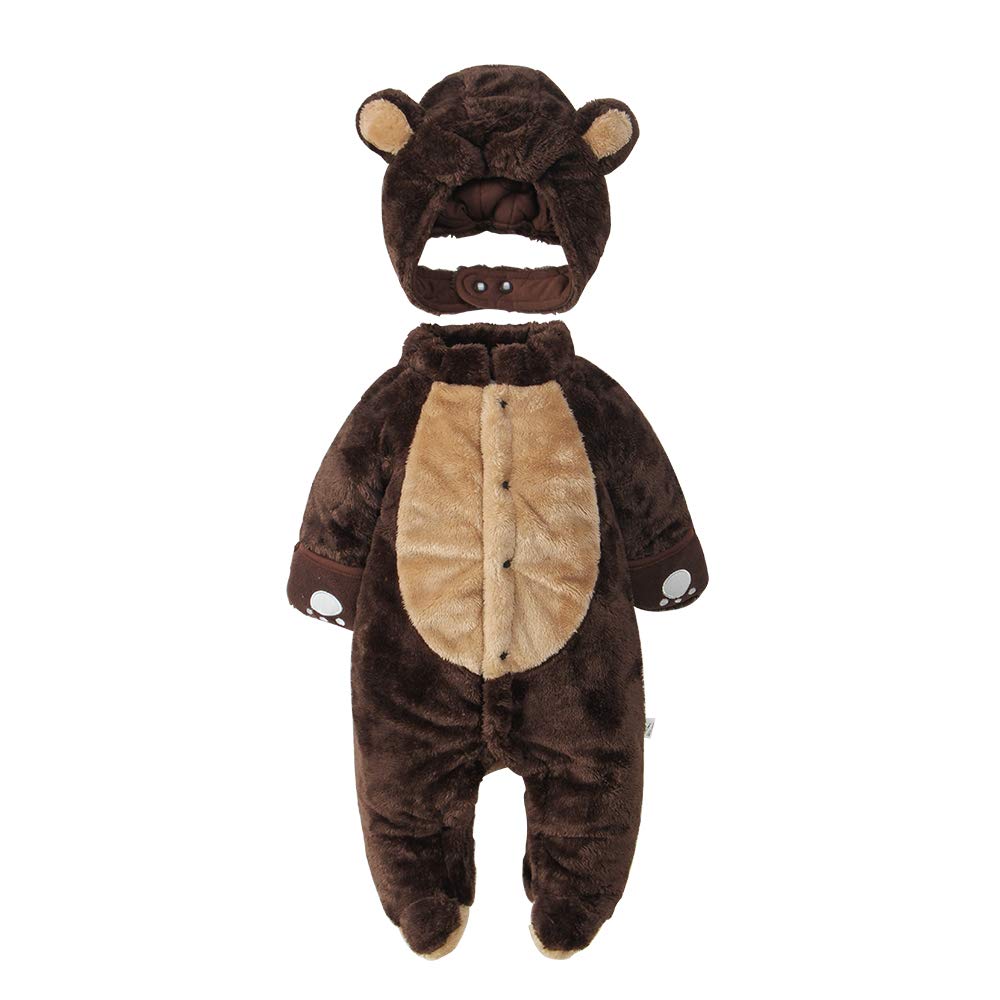 mikistory Newborn Sets Unisex Baby Outfits Jumpsuit Infant Winter Romper Baby Bodysuit Onesie Brown 16-24Months