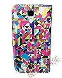Samsung Galaxy S4 Front & Back Protective Wallet Case Cover - Geo