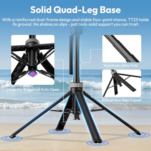 Ulanzi TT23 Auto Face Tracking Tripod for Smartphones, 165cm Cell Phone Selfie Stick, 360° Rotation Tripod with Bluetooth Remote & Gesture Control, Selfie Stick for iPhone/Action Camera