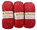 Patons Shetland Chunky Tweed Yarn ( 3 Pack) Bulky Acrylic Wool Blend ( Deep Red)