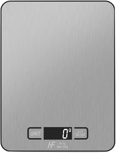 HomeFashion Digital Kitchen Scales 10 kg 1 g Backlit Stainless Steel 23x17 cm