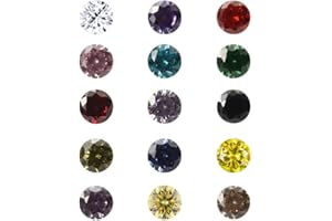LETMEXC 5A Cubic Zirconia Diamond Round Cut 15 Colors Color Card Loose Zirconia Gemstone Colored