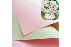 XICHEN 20 Sheets/Double-Sided Colors Flower Wrapping Paper,Waterproof Florist Bouquet Paper,DIY Crafts,more colors Different Double-Sided Colors 58 x 58cm(22.8x 22.8 inch) (Pink + Matcha Green)