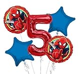 Spiderman Balloon Bouquet 5th Birthday 5 pcs - Party Supplies
