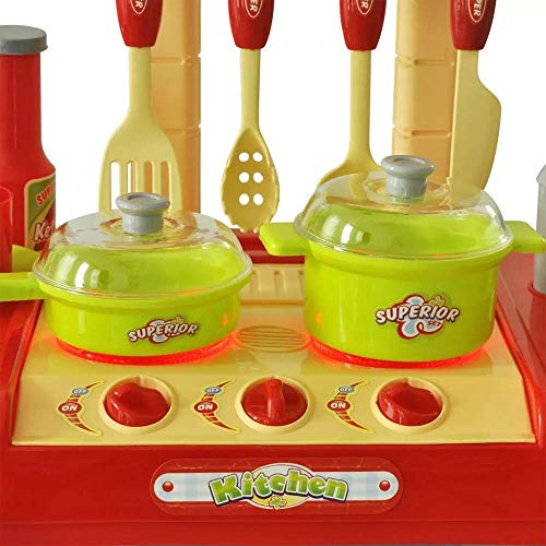 Autoshoppingcenter Spielküche Kinderküche mit Licht und Sound, Kinderküchen-Spielset mit Kochgeschirr Little Chef Kinder… – Bild 7