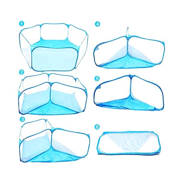 Small Animal Playpen Portable Pet Cage Tent Outdoor Exercise Fence Pop-Up Yard Fences Play Pen for Guinea Pig, Rabbits…