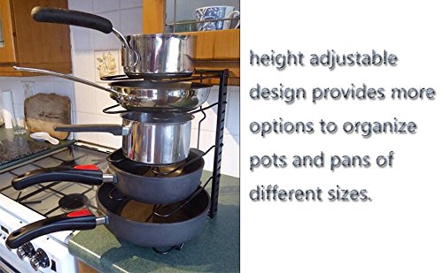 GEYUEYA Home Pan Pot Organizer Heavy Duty Height Adjustable Cookware Rack Holder for Kitchen Cabinet Pantry and Countertop - Easy Assembly - Thumbnail 5