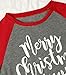 Women Merry Christmas Leaf Baseball T-Shirt Long Sleeve Letters Print O-Neck Casual Tees Gray