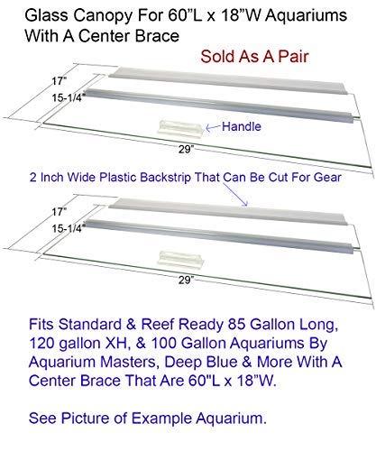 Blue Spotted Glass Canopy for Aquariums with and Without Center Braces, 10 Gallon to 200 Gallon Aquariums (Tank with Center Brace, 60″ L x 18″ W)