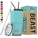 BEAST 30 oz Teal Tumbler Stainless Steel Insulated Coffee Cup with Lid, 2 Straws, Brush & Gift Box by Greens Steel (30oz, Aquamarine Blue) primary