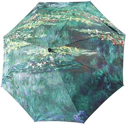 Fishon Too-Monet painting lotus pattern Custom Auto Foldable Sun Rain Anti-UV Umbrella Fashion Design