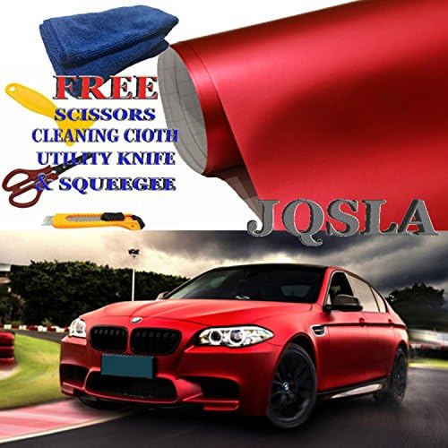Premium Plating Red Satin Matte Chrome Vinyl Film Wrap Sticker Air Bubble Free with Free Tools ( Cutter , Scissors , Squeegee &amp; Cleaning Cloth) (6ft x 5ft / 72 in x 60 in)
