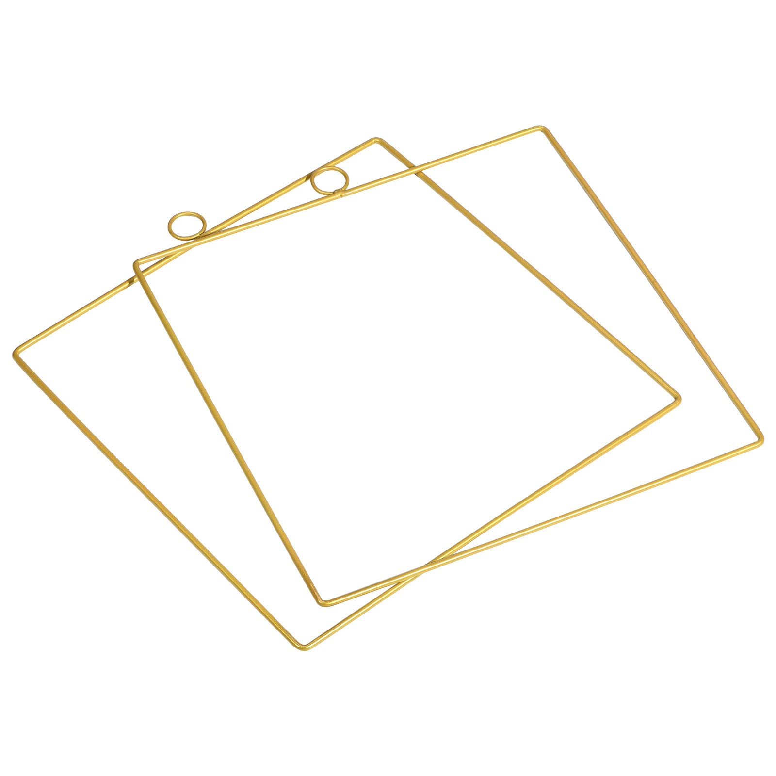 PATIKIL 12 Inch Square Metal Floral Hoop, 2 Pcs Gold Wreath Macrame Frame for Wedding Geometric Decor Party Wall Hanging, Gold Tone
