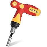 T Handle Ratchet Driver, LATTOOK 1/4” Ratcheting Bit Driver T Handle with Adjustable Extension, Non-slip Material, Screwdriver Handle for Holding Bits
