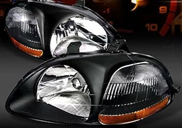 Amazon Com For 1996 1998 Honda Civic Jdm Black Headlights Ek Dx Ex Lx Automotive