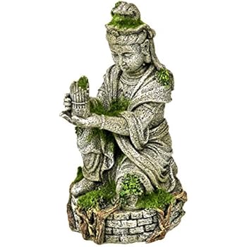 Blue Ribbon EE-696 Ancient Buddha Statue with Moss Exotic Environments Aquarium Ornament, White