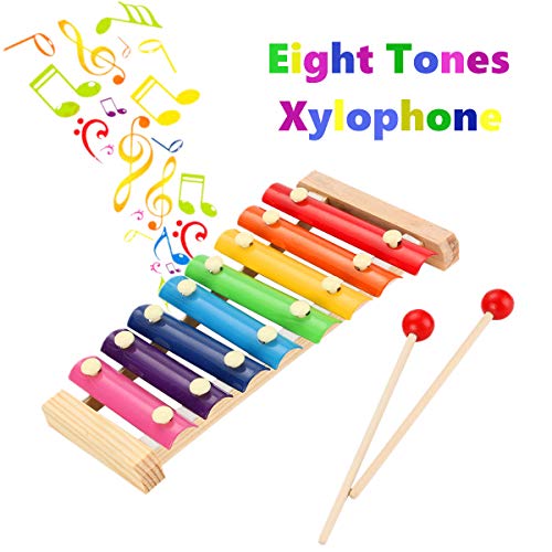 Kids Musical Instruments, ShinePick Musical Instruments Toys Set for Toddler, 20Pcs Wooden Percussion Instruments Tambourine Maracas Harmonica for Boys & Girls with Carry Bag