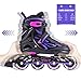 2pm Sports Vinal Girls Adjustable Flashing Inline Skates, All Wheels Light Up, Fun Illuminating Rollerblades for Kids and Ladies - Violet S