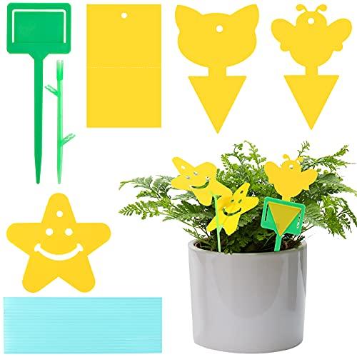 HAKACC Yellow papaer sticky Fly Traps,40PCS Dual-Sided Fruit Fly Sticky Board for Home Use Indoor Outdoor Plant Multiple Insect